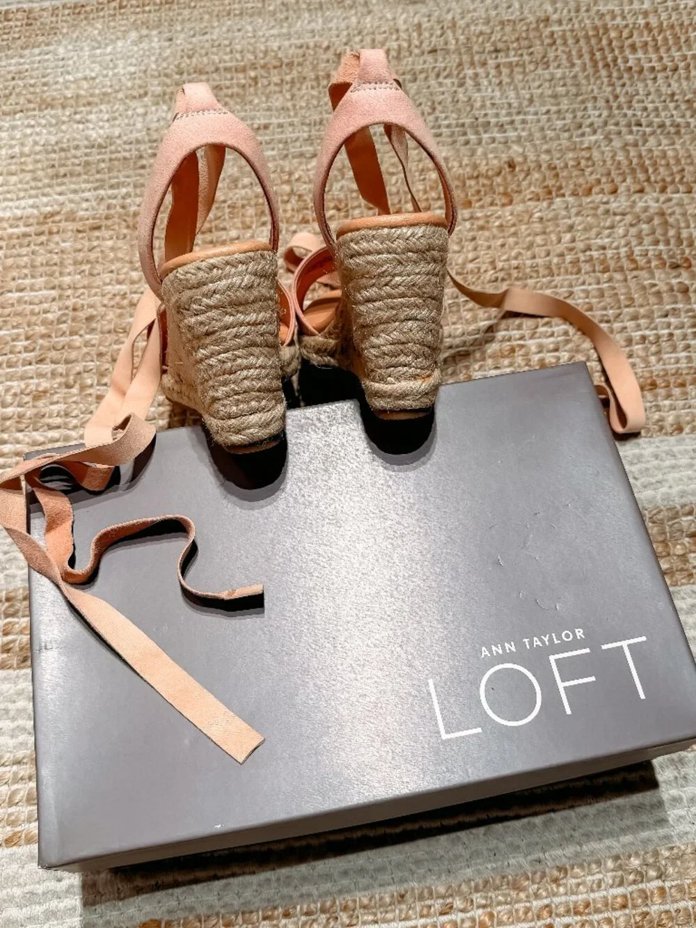 LOFT Espadrille Wedges with Ankle Straps in Rose
